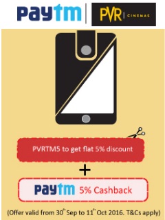 India Desire : PVR Cinemas Paytm Cashback Offer : Rs 100 Cashback At PVR Cinemas Via Paytm